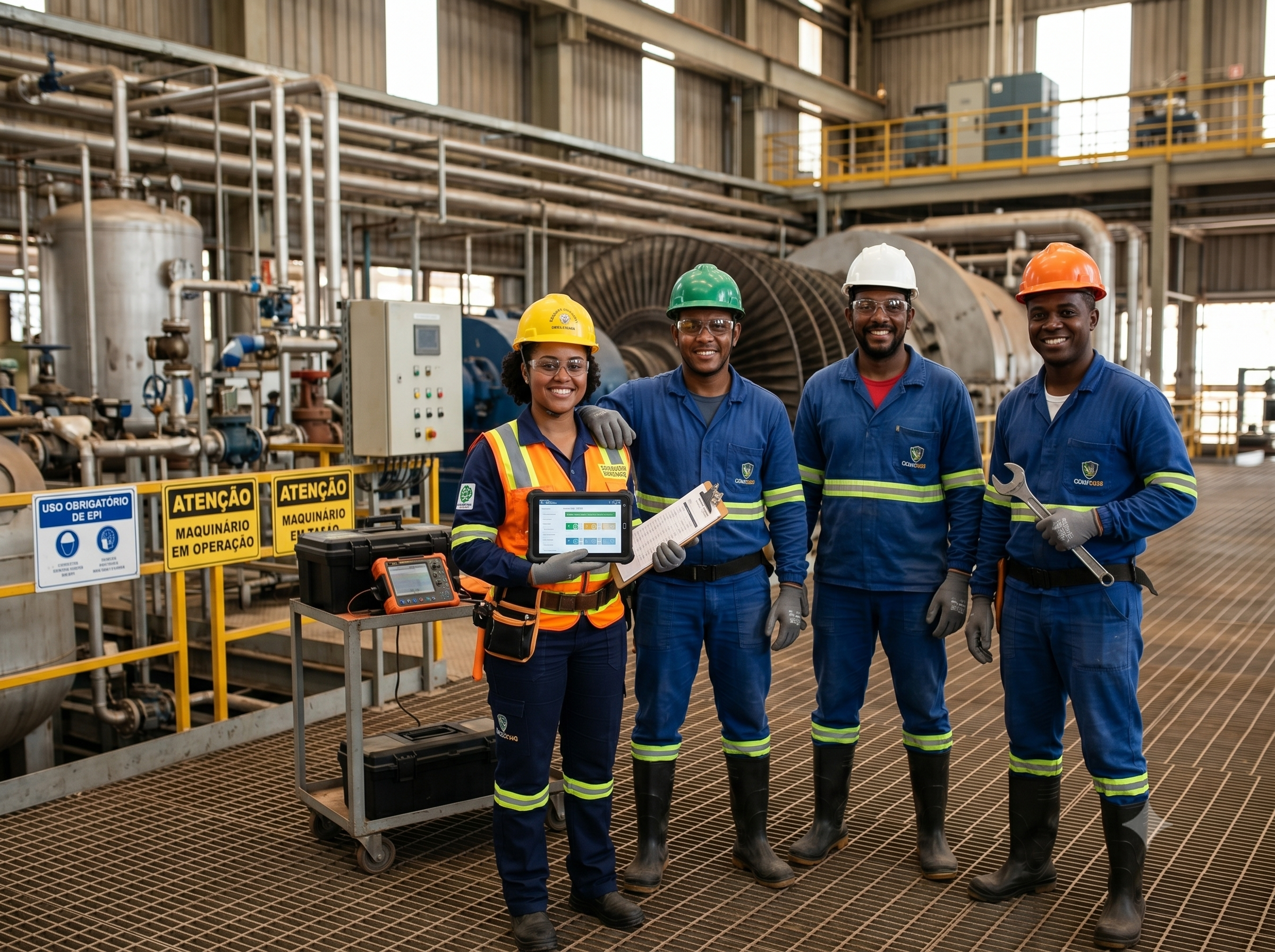 Equipe participando de orientação de Segurança do Trabalho